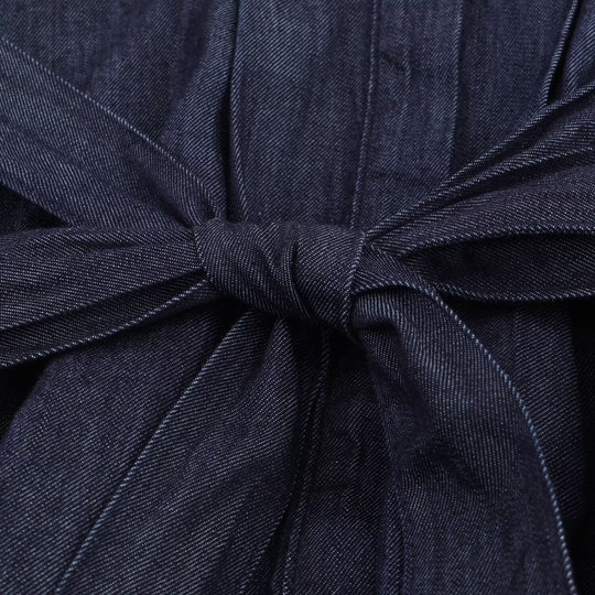 Damen Langes Denim-Hemdblusenkleid mit Taillenband und aufgesetzten Brusttaschen Nord Taschen
