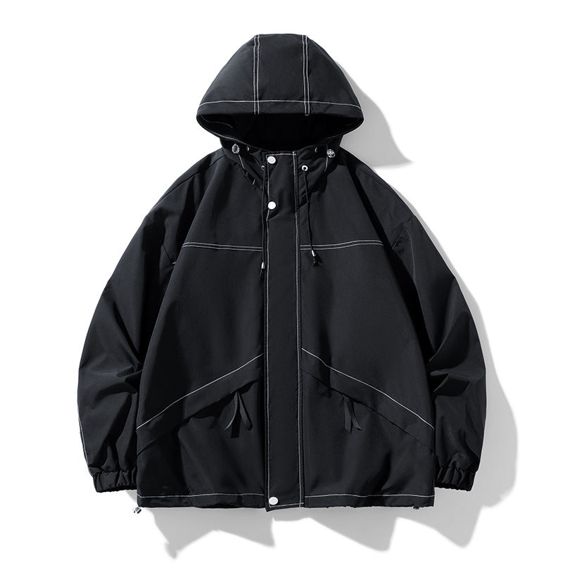 Herren Oversize-Softshell-Jacke mit Kapuze, wasserabweisender Oberfläche & kontrastierenden Nahtdetails Nord Taschen