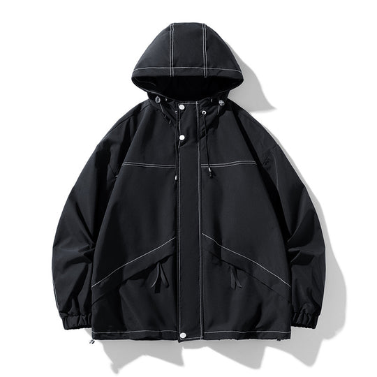 Herren Oversize-Softshell-Jacke mit Kapuze, wasserabweisender Oberfläche & kontrastierenden Nahtdetails Nord Taschen