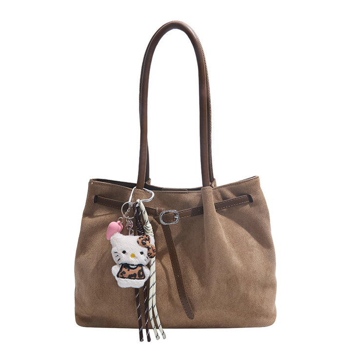 Damen modische Veloursleder Handtasche mit praktischen Innenfächern Nord Taschen