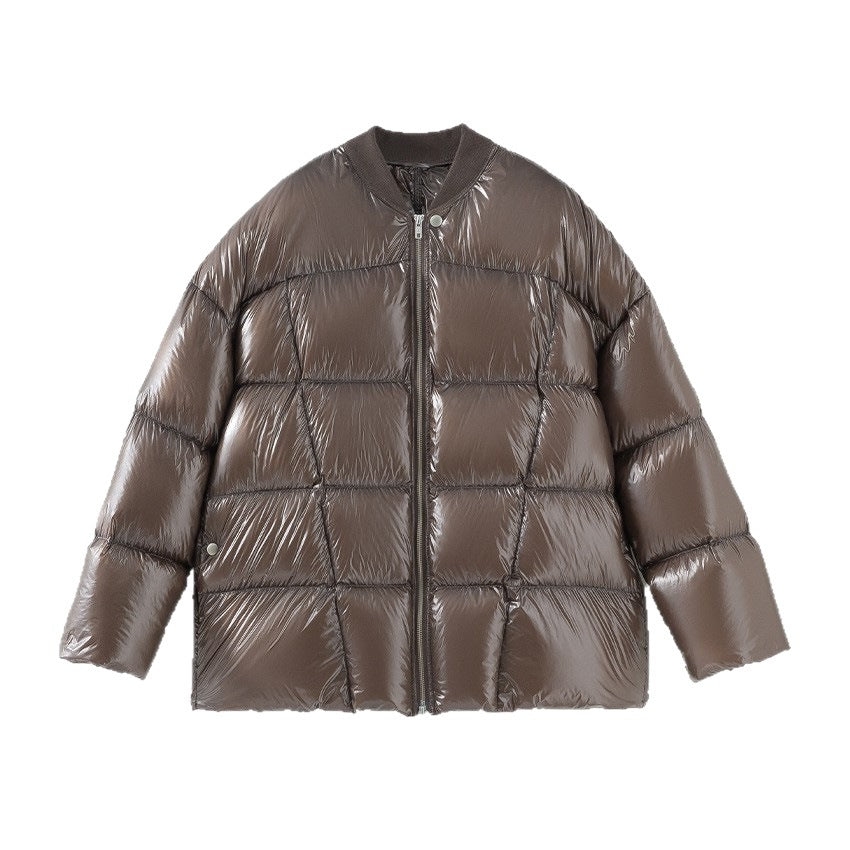 Damen Kurze gestepptte Daunenjacke mit glänzender Shell und Boxy-Silhouette Nord Taschen