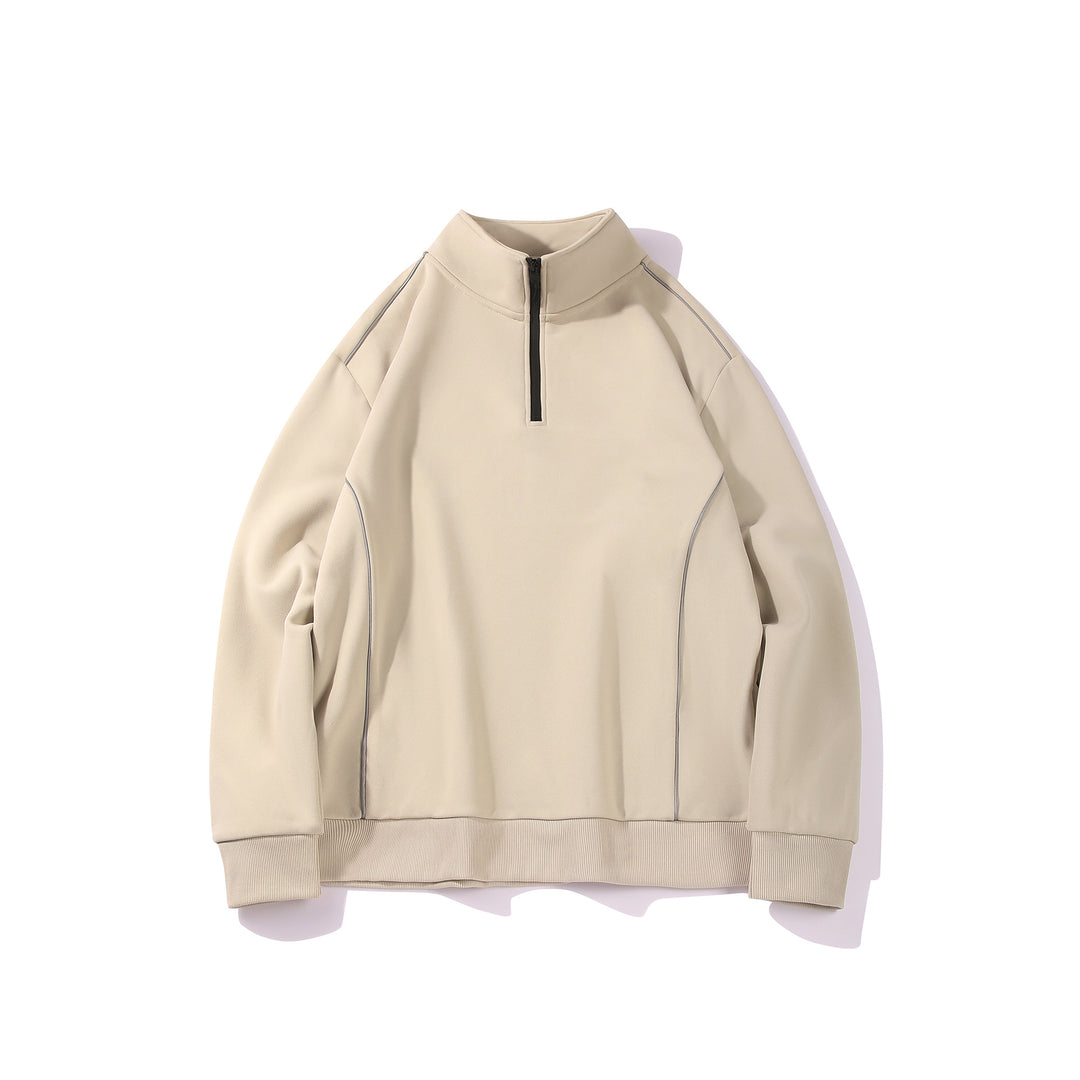 Herren Halfzip-Sweatshirt mit Stehkragen, reflektierenden Kedernähten und geripptem Saum Nord Taschen