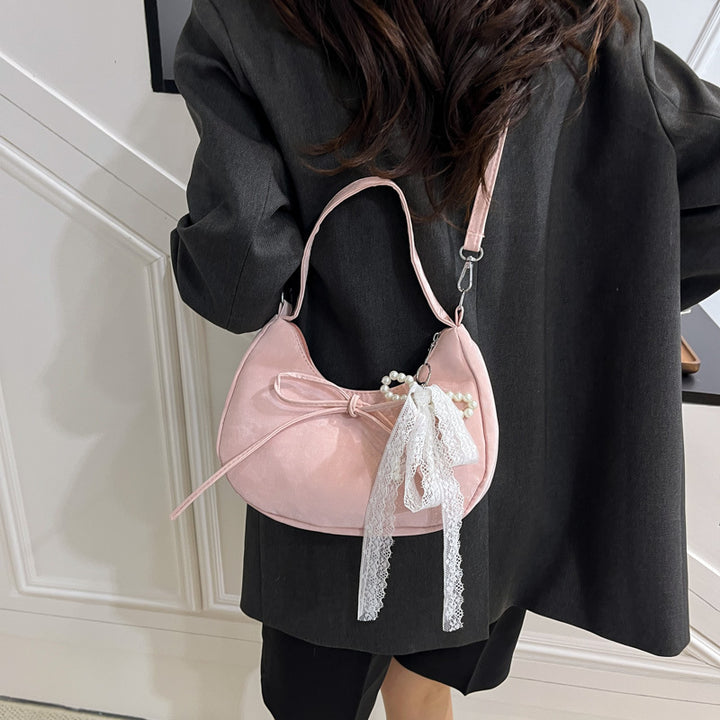 Damen elegante Hobo-Tasche aus samtartigem Material mit dekorativem Perlen-Detail Nord Taschen