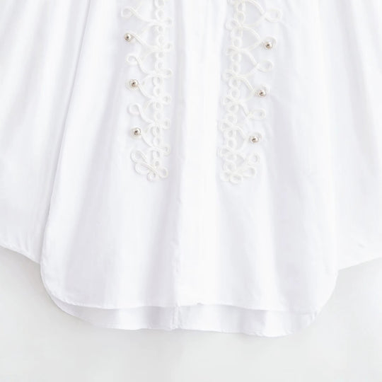 Damen Bluse mit dekorativen Froschverschlüssen und Zierkordeln Nord Taschen