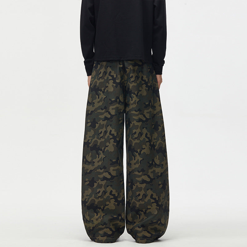 Herren Ultraweite Camouflage-Palazzohose mit geradem Bein und strukturierter Canvas-Qualität Nord Taschen