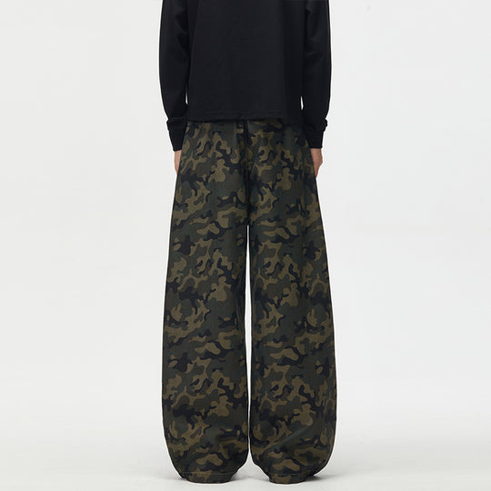 Herren Ultraweite Camouflage-Palazzohose mit geradem Bein und strukturierter Canvas-Qualität Nord Taschen