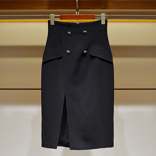 Damen Eleganter Bleistiftrock mit Knopfdetails Nord Taschen