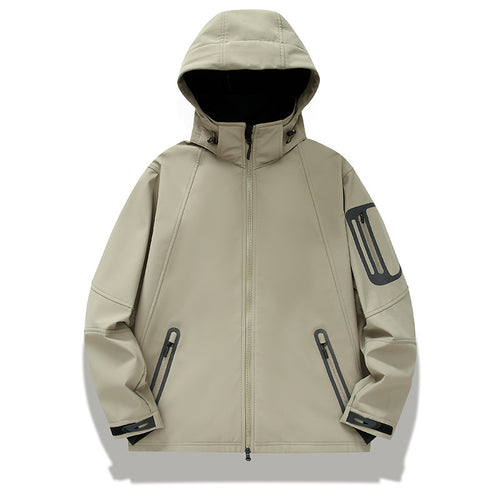 Herren wasserabweisende Softshelljacke mit Kapuze, verschweißten Reißverschlüssen und Fleecefutter Nord Taschen