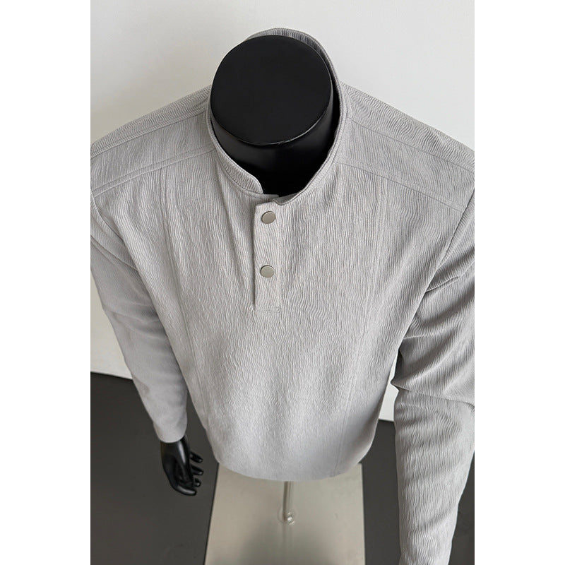 Herren Hochwertiger langärmeliger Pullover mit Knopfleiste Nord Taschen