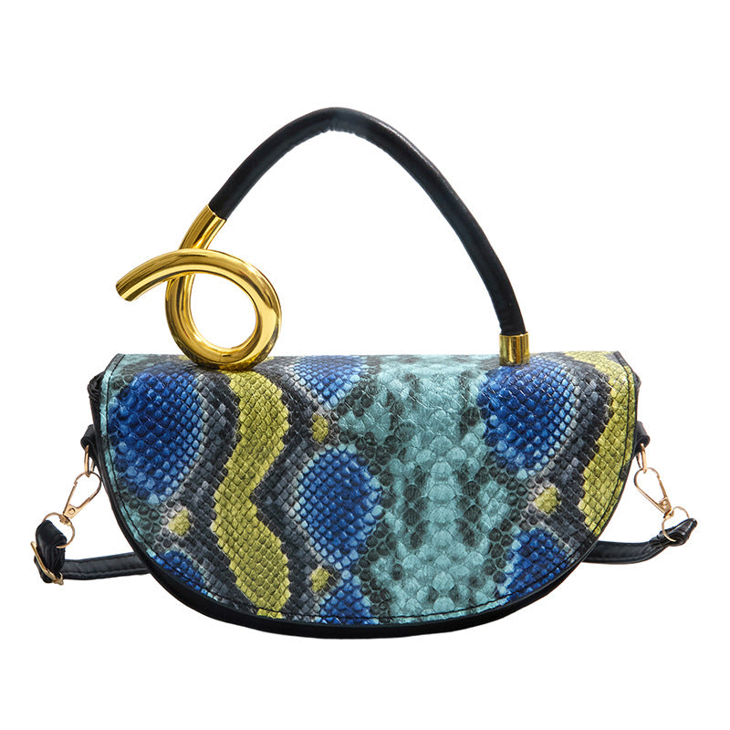 Damen Umhängetasche mit stilvollem Schlangenleder-Design und elegantem Tragegriff Nord Taschen