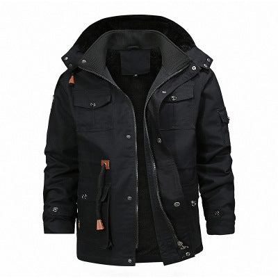 Herren robuster Canvas-Fieldparka mit Teddyfleece-Innenfutter, Kapuze und Multifunktions-Taschen Nord Taschen