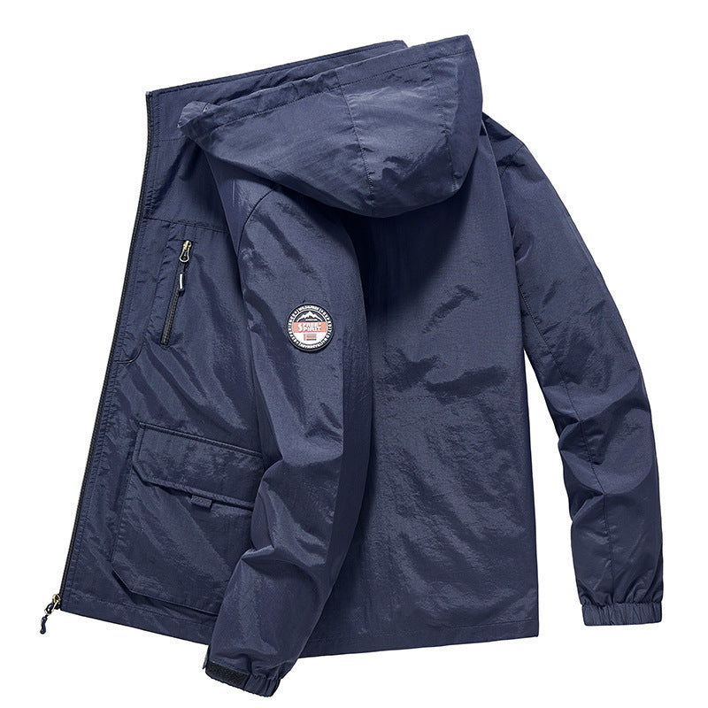 Herren Ultraleichte Kapuzen-Fieldjacke mit Mesh-Innenfutter und Mehrfach-Taschen Nord Taschen