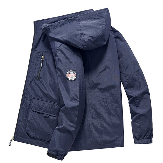 Herren Ultraleichte Kapuzen-Fieldjacke mit Mesh-Innenfutter und Mehrfach-Taschen Nord Taschen