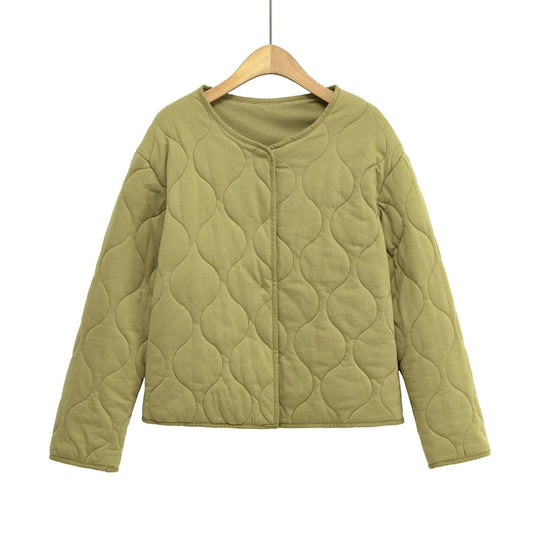 Damen Steppjacke ohne Kragen mit kastiger Silhouette und tonaler Wellensteppung Nord Taschen