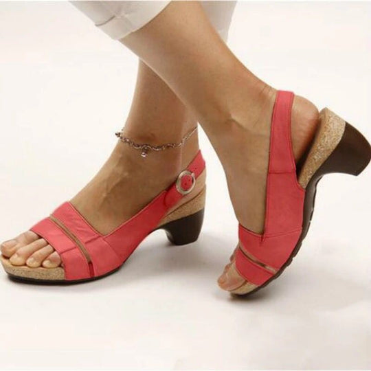 Damen Slingback-Sandalen mit anatomischem Fußbett und modischem Korkelement