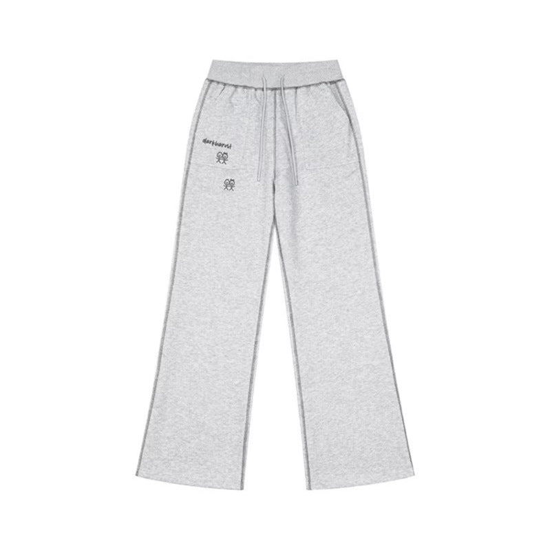 Damen Weite Lounge-Hose mit hohem Bund, Kordelzug und Kontrastnaht Nord Taschen