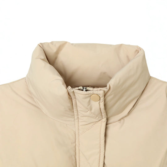Damen Boxy-Pufferjacke mit hohem Stehkragen und verdeckter Druckknopfleiste Nord Taschen