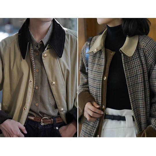Herren kurzer Fieldcoat mit Cordkragen, Druckknopfleiste und aufgesetzten Taschen Nord Taschen