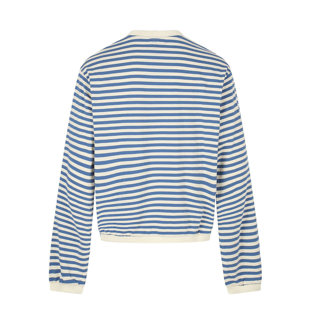 Damen maritimes Streifen-Sweatshirt mit Zierkordeln Nord Taschen