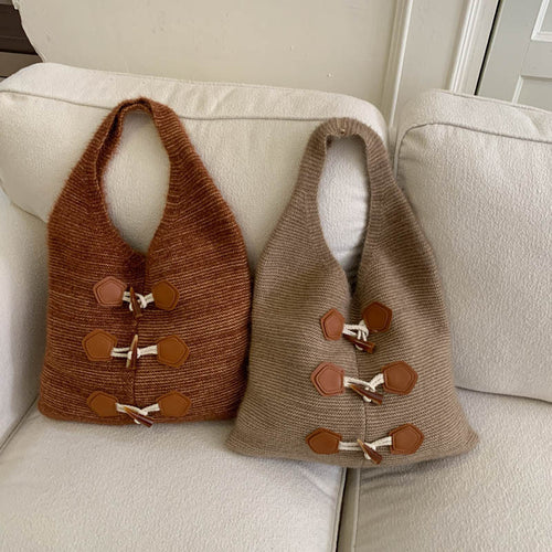 Damen trendige Hobo-Tasche aus handgearbeitetem Gewebe mit Lederakzenten Nord Taschen