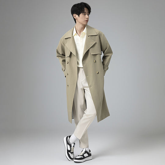 Herren Oversized Doppelreihiger Wollmix-Trenchcoat mit Schalkragen und Überschlagblende Nord Taschen