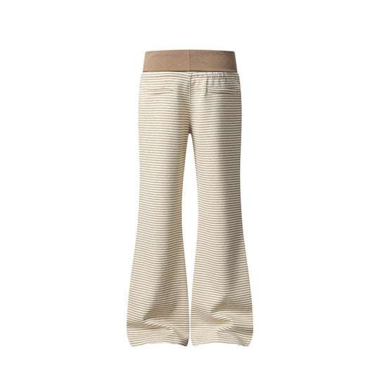 Damen Weite Flared-Loungehose mit hohem Komfortbund, Kordelzug und feiner Streifenstruktur Nord Taschen