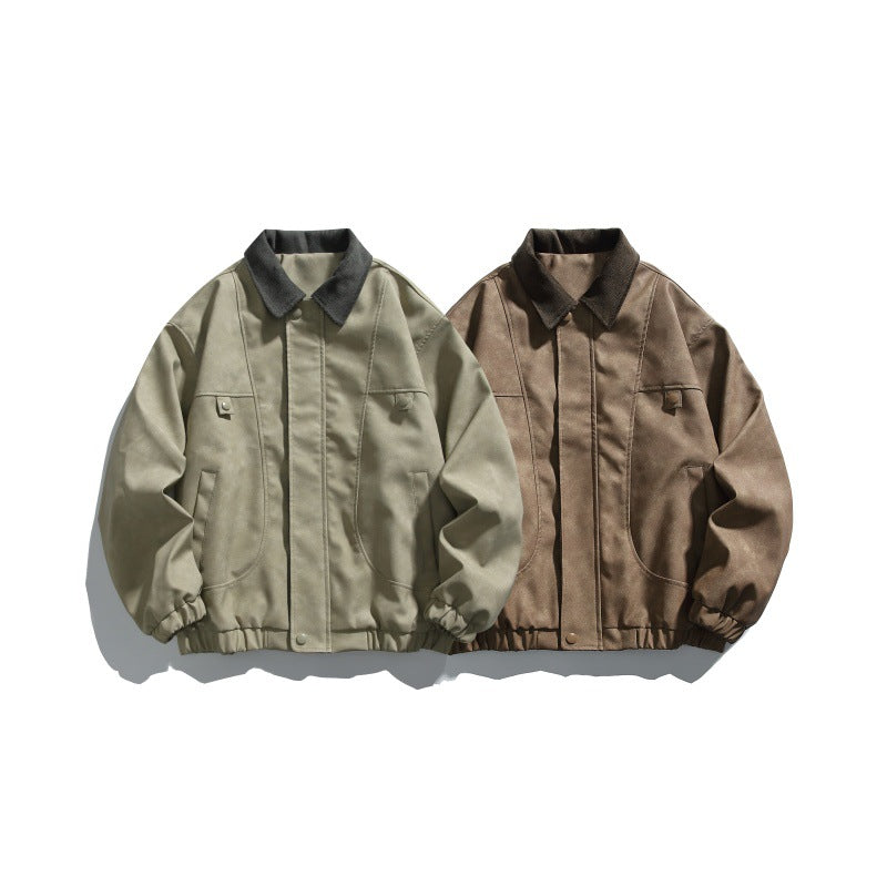 Herren Boxy-Canvas-Blousonjacke mit Cordkragen und elastischem Saum Nord Taschen