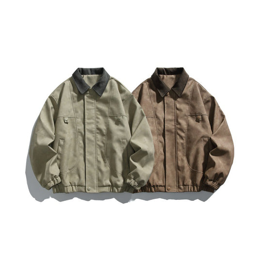 Herren Boxy-Canvas-Blousonjacke mit Cordkragen und elastischem Saum Nord Taschen