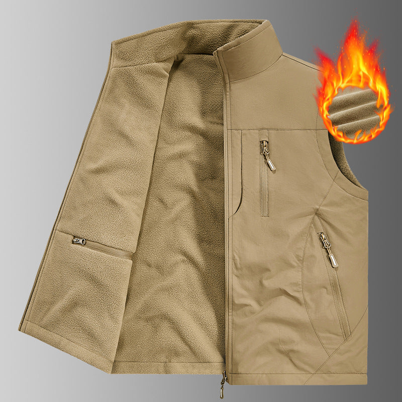 Herren Thermo-Fleece Outdoorweste mit wärmender Teddyfutter-Innenseite, winddichter Außenlage & Multifunktions-Reißverschlusstaschen Nord Taschen