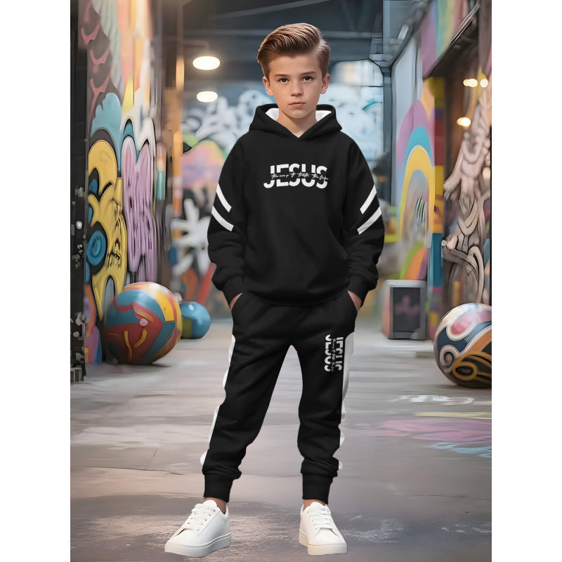 Unisex Kinder Jogginganzug mit Kapuzenpullover und detailreichem Auto-Print Nord Taschen