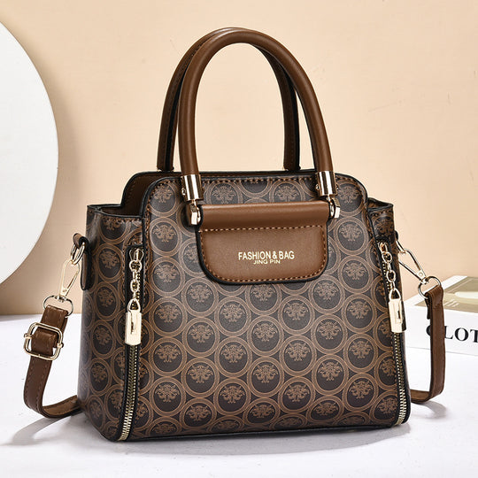 Damen strukturierte Handtasche mit elegantem Zipper und abnehmbarem Schulterriemen Nord Taschen
