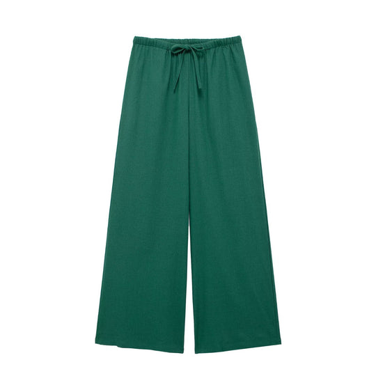 Damen 500+ weite Leinenoptik-Hose mit elastischem Tunnelzug, Kordel und Palazzo-Schnitt Nord Taschen