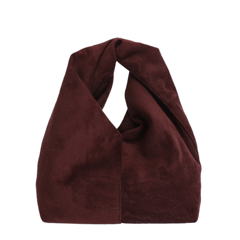 Damen Schultertasche aus weichem Veloursleder mit modernem Knotenakzent Nord Taschen