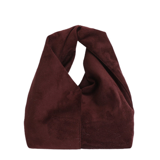 Damen Schultertasche aus weichem Veloursleder mit modernem Knotenakzent Nord Taschen