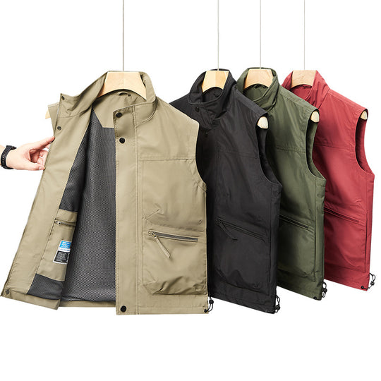 Herren Leichte Utility‑Weste mit Stehkragen, Reißverschlusstaschen & verstellbarem Saum Nord Taschen