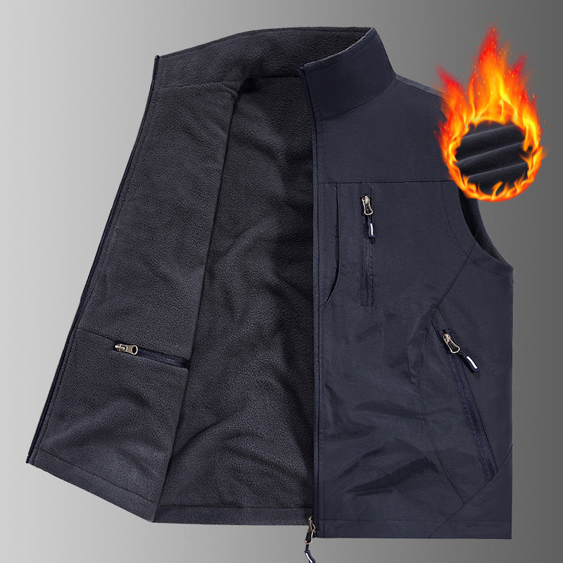 Herren Thermo-Fleece Outdoorweste mit wärmender Teddyfutter-Innenseite, winddichter Außenlage & Multifunktions-Reißverschlusstaschen Nord Taschen