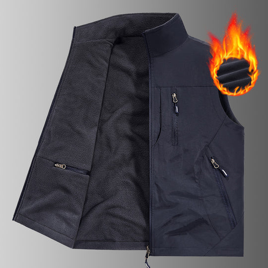 Herren Thermo-Fleece Outdoorweste mit wärmender Teddyfutter-Innenseite, winddichter Außenlage & Multifunktions-Reißverschlusstaschen Nord Taschen