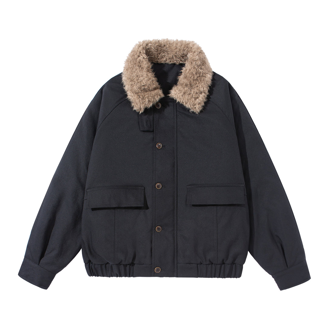 Unisex Boxy Isolationsblouson mit abnehmbarem Kunstfell-Drehkragen und Cargotaschen Nord Taschen