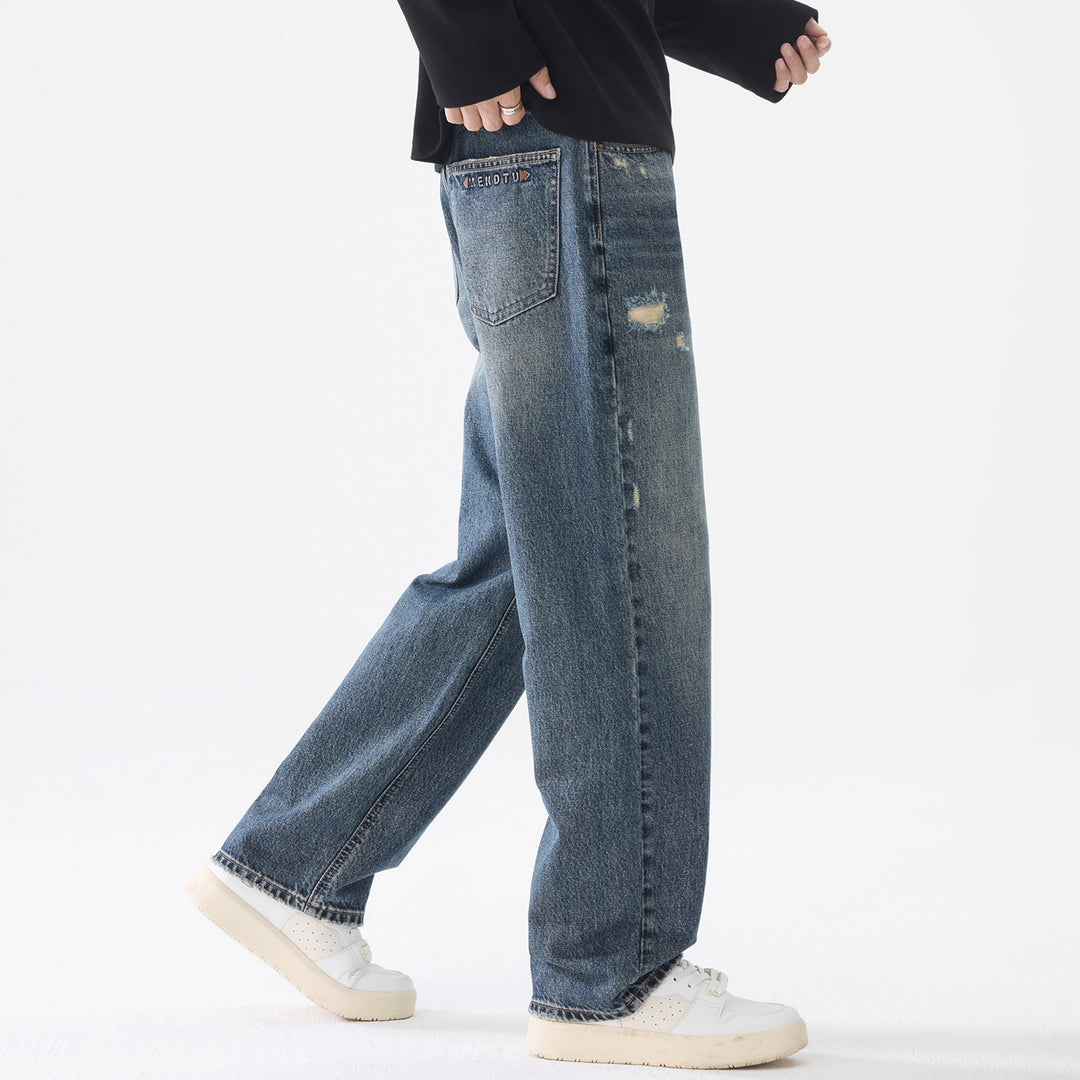 Herren Locker geschnittene Baggy-Jeans aus robustem Denim mit Distressed-Details Nord Taschen