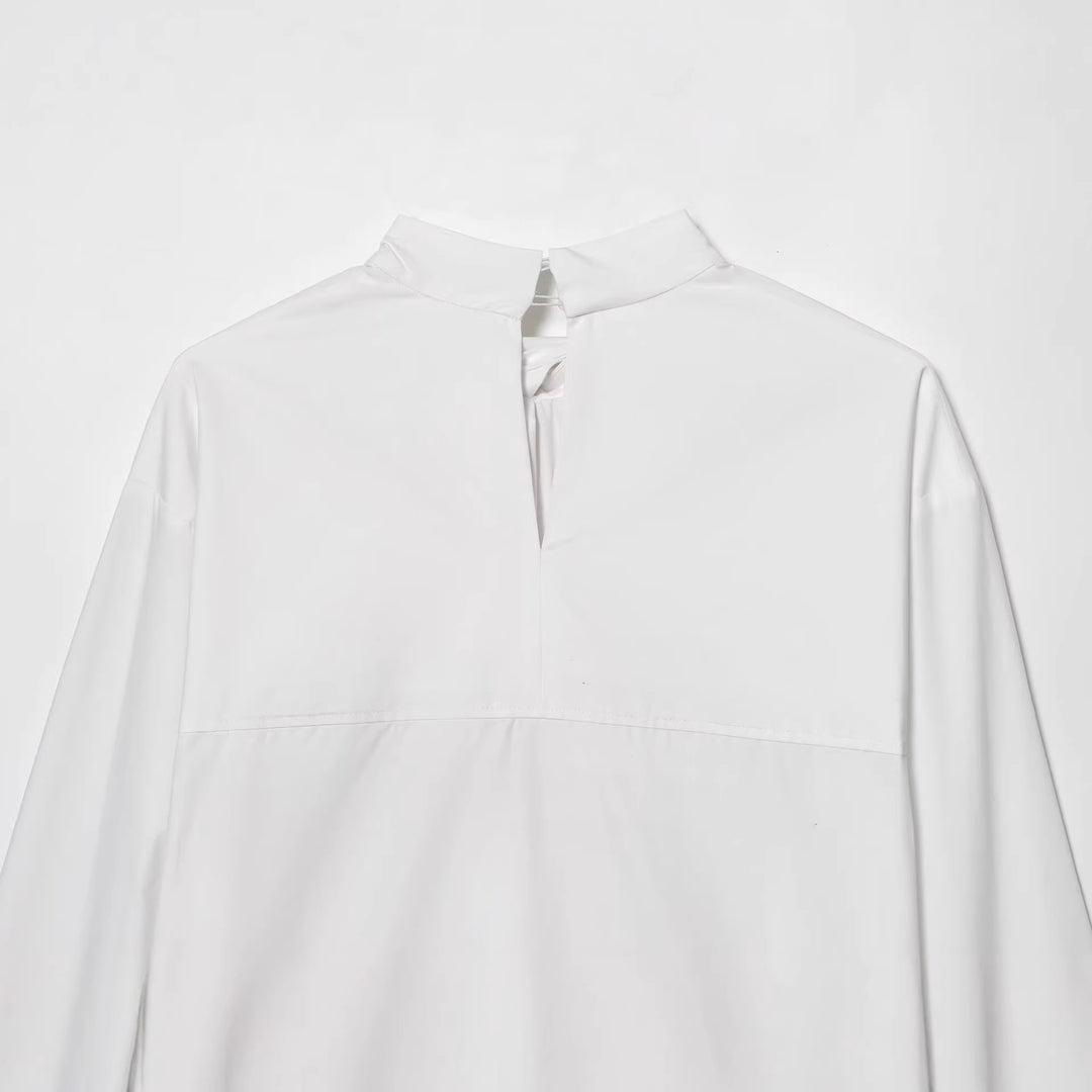 Damen Schluppenbluse mit weitem Oversize‑Schnitt und asymmetrischem Bindeschal Nord Taschen