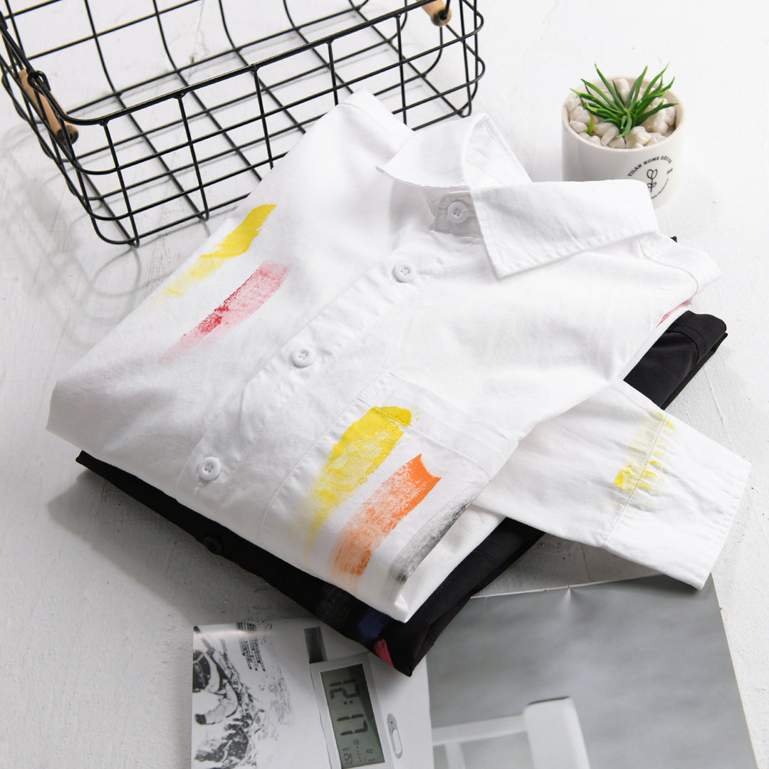 Unisex Bedrucktes Baumwoll-Overshirt im Künstlerprint mit Brusttasche Nord Taschen