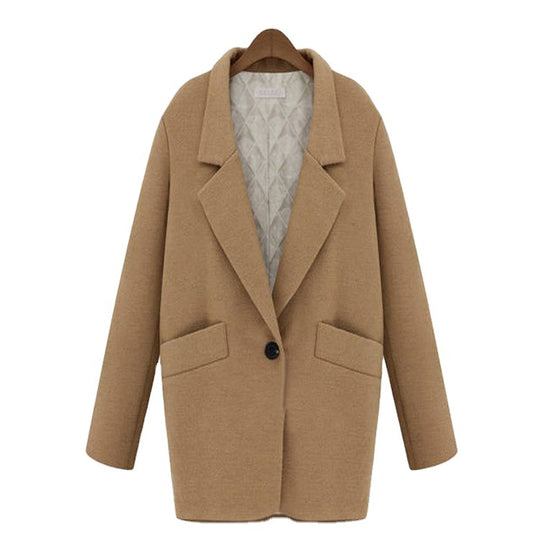 Damen Oversize Wollmix Shortcoat mit gesteppter Innenfütterung und Pattentaschen Nord Taschen