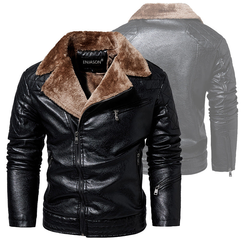 Herren Robuste Lederjacke mit Teddyfutter Nord Taschen