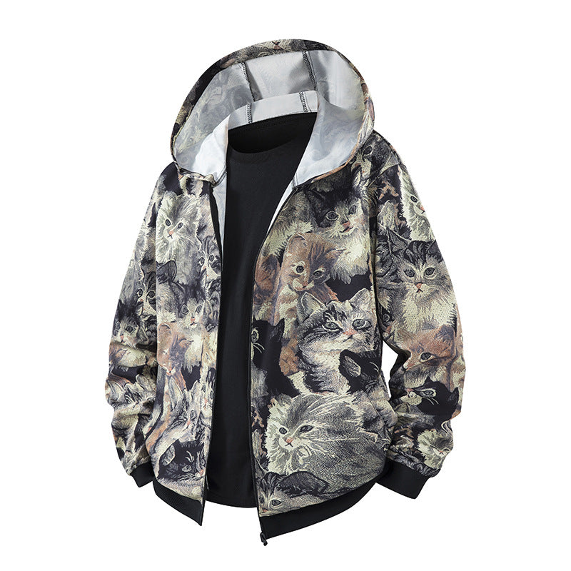 Unisex Leichte Kapuzenjacke im Ethno-Print mit durchgehendem Reißverschluss Nord Taschen