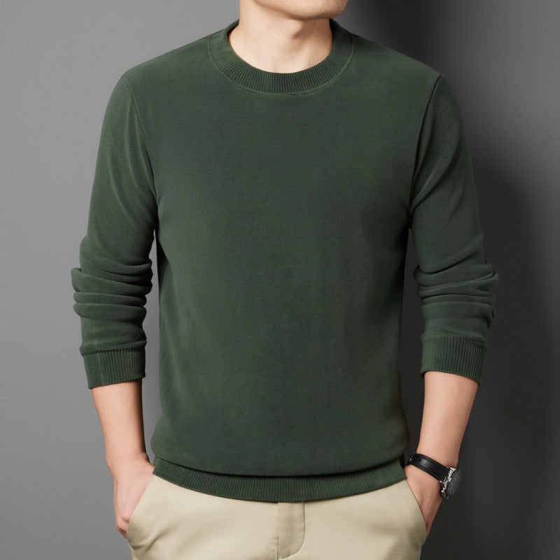 Herren Feiner Rundhals-Pullover aus Baumwollmix mit gerippten Bündchen und schlanker Passform Nord Taschen