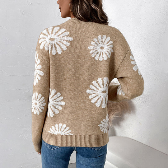 Damen Lässiger Pullover mit Blumenmuster Nord Taschen