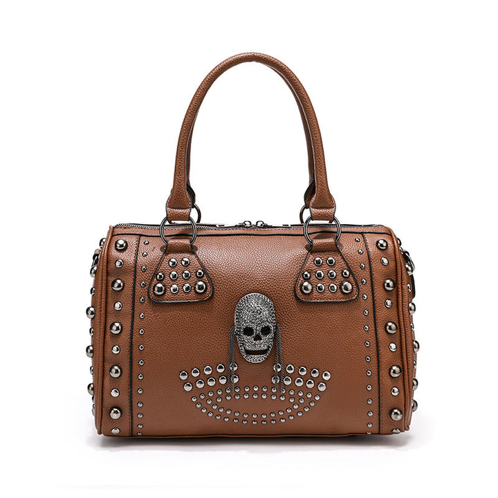 Damen Hobo-Tasche mit dekorativen Nieten und trendy Totenkopf-Applikation Nord Taschen