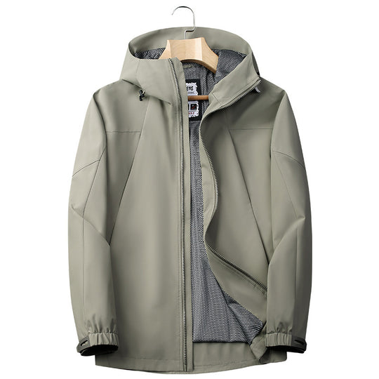 Herren Softshell Regen- und Übergangsjacke mit Kapuze, winddichter Membran und atmungsaktivem Meshfutter Nord Taschen