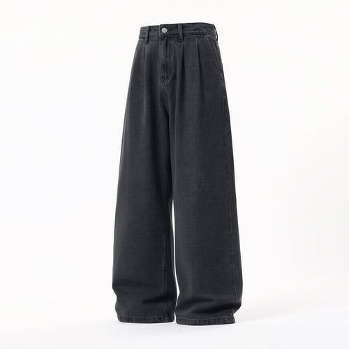 Damen Extraweite High‑Waist Denim‑Palazzohose mit soften Bundfalten Nord Taschen