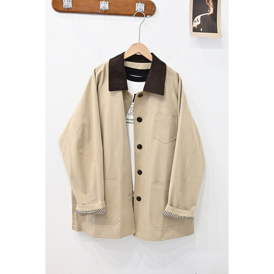 Damen Oversize-Chorejacke mit Cordkragen und großen aufgesetzten Taschen Nord Taschen